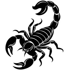 Scorpion Silhouette Tail Curled, Ready to Strike Vector Art