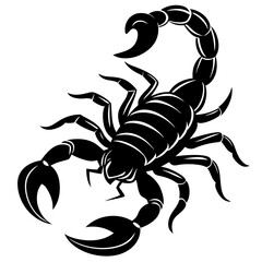 Scorpion Silhouette Tail Curled, Ready to Strike Vector Art