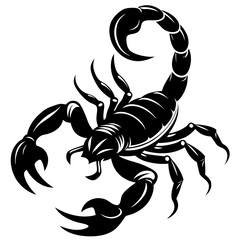 Scorpion Silhouette Tail Curled, Ready to Strike Vector Art