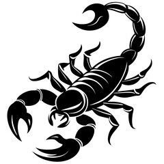 Scorpion Silhouette Tail Curled, Ready to Strike Vector Art