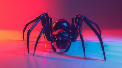 Minimalist 3D Spider in Vibrant Colors