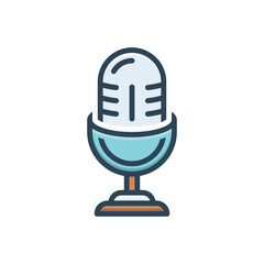Color illustration icon for microphone