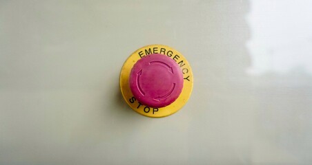 Emergency stop button. Emergency button for stopping operation, button for controlling and stopping...