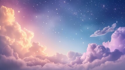 Brightly colored clouds drifting through a night sky full of stars, symbolizing the limitless possibilities of dreams