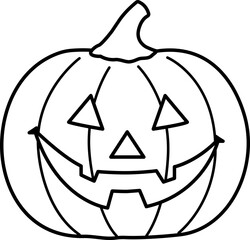 Halloween pumpkin outline vector.
Jack o lantern pumpkin for Halloween outline.