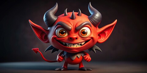 A cheeky cartoon devil with playful horns and a mischievous tail, ideal for Halloween fun or any whimsical