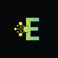 letter E tech logo, E technology logo design vector
