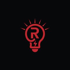 Abstract Electric Energy Bulb Symbol With Letter R