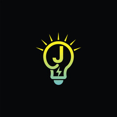 Abstract Electric Energy Bulb Symbol With Letter J