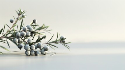 Minimalist 3D Juniper Berry Arrangement on Clean Background