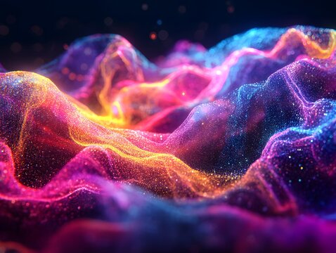 pulsating AI blob on a black background in super neon colors