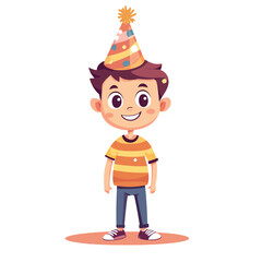 Birthday boy wearing birthday hat