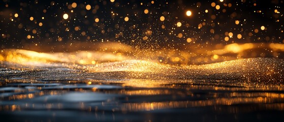 Elegant image with a reflective surface and gold dust