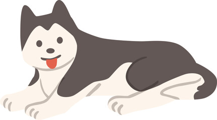 横たわるシベリアンハスキーのベクターイラスト