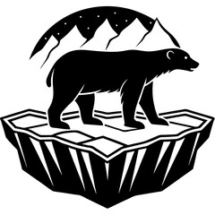 Polar Bear Silhouette on Arctic Iceberg Vector