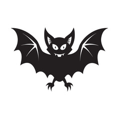 Scary Black Bat Vector Illustration for Halloween Design, Spooky Bat Illustration for Halloween Invitations and Posters