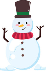 Snowman Standing In A Meadow