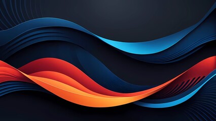 Fototapeta premium Abstract header with organic wave patterns in dark blue, orange, and red, set against a grainy texture