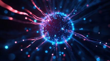 Fototapeta premium An abstract representation of a vibrant energy sphere pulsating with colorful light and dynamic movement, ideal for science themes.