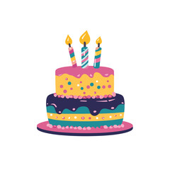 Birthday cake vector isolated illustration