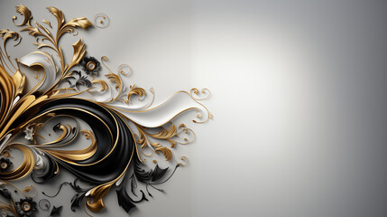 White background with elegant gold lines and patterns, featuring intricate borders and subtle highlights, creating a sophisticated and classic look for formal presentations