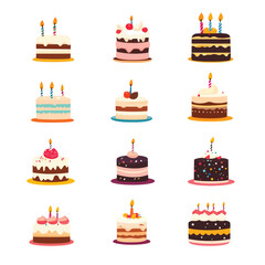 Birthday cake vector isolated illustration