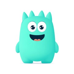 Obraz premium Cute light blue monster cartoon.
