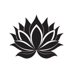 Lotus Black and White Vector Illustration  Minimalistic Floral Line Art