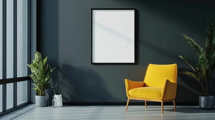 Scandinavian Interior Design of a Modern Living Room Featuring a Vibrant Color Premium Sitting Chair
