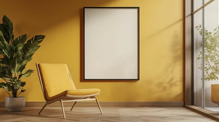 Scandinavian Interior Design of a Modern Living Room Featuring a Vibrant Color Premium Sitting Chair