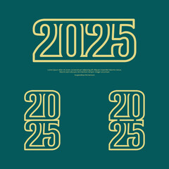 Set of 2025 logo. Design elements for greeting card, invitation, calendar, flyer, Vector Illustration