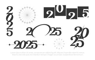 Set of 2025 logo. Design elements for greeting card, invitation, calendar, flyer, Vector Illustration