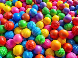 Fototapeta premium Brightly colored ball toys scatter across a vibrant background, inviting active engagement and inspiring imaginative