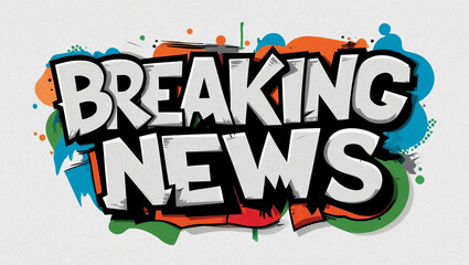Obraz premium breaking news graffiti lettering illustration design on plain white background