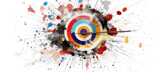 Fototapeta premium Target Hit with an Arrow in a Colorful Explosion