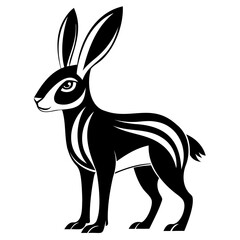 Rabbit hare black silhouette vector Illustration For abstract logo, Black and white Arabian Hare Silhouette