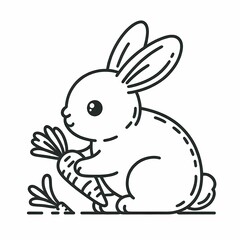 Obraz premium Rabbit with carrot Drawing