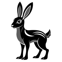 Rabbit hare black silhouette vector Illustration For abstract logo, Black and white Arabian Hare Silhouette