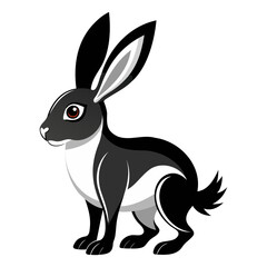 Obraz premium Rabbit hare black silhouette vector Illustration For abstract logo, Black and white Arabian Hare Silhouette