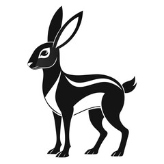 Rabbit hare black silhouette vector Illustration For abstract logo, Black and white Arabian Hare Silhouette
