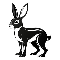 Rabbit hare black silhouette vector Illustration For abstract logo, Black and white Arabian Hare Silhouette