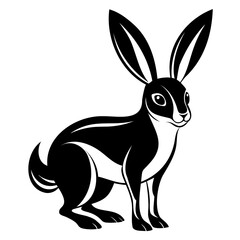 Rabbit hare black silhouette vector Illustration For abstract logo, Black and white Arabian Hare Silhouette