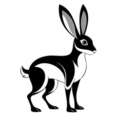 Rabbit hare black silhouette vector Illustration For abstract logo, Black and white Arabian Hare Silhouette