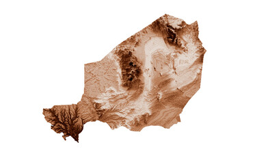 Obraz premium Map of Niger in old style, brown graphics in a retro style Vintage Style. High detailed 3d illustration 
