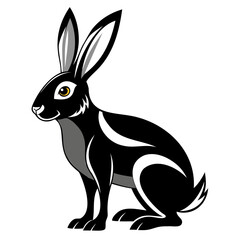 Rabbit hare black silhouette vector Illustration For abstract logo, Black and white Arabian Hare Silhouette