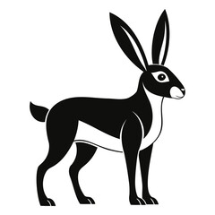 Rabbit hare black silhouette vector Illustration For abstract logo, Black and white Arabian Hare Silhouette
