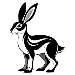 Rabbit hare black silhouette vector Illustration For abstract logo, Black and white Arabian Hare Silhouette