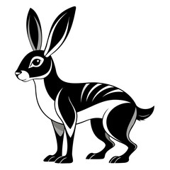 Rabbit hare black silhouette vector Illustration For abstract logo, Black and white Arabian Hare Silhouette