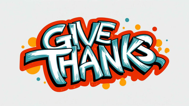 give thanks graffiti lettering illustration design on plain white background