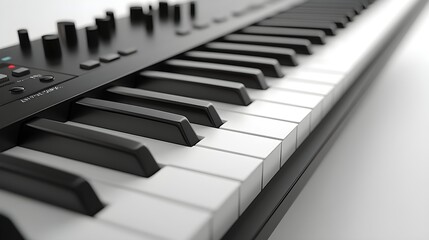 Fototapeta premium Ultra-realistic close-up shot of a piano-style digital keyboard in high resolution image